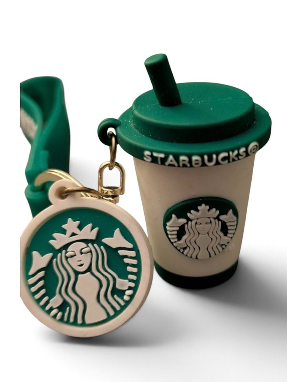 Starbucks Green and White Mini Cup Keychain Card Holder
